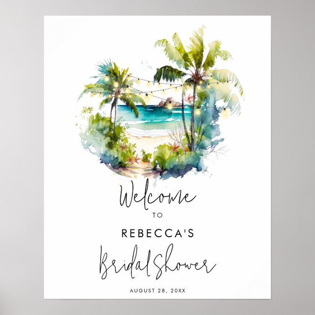 Poster palmiers tropicaux balnéaire (Devant)