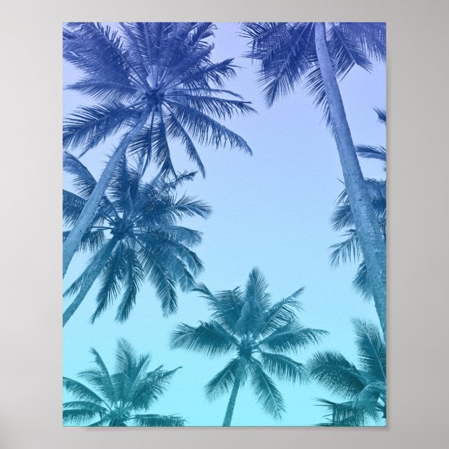 Poster Palmiers tropicaux Turquoise Gradient tendance (Devant)