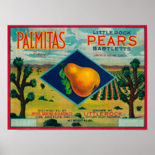 Poster Palmitas Pear Crate Label Antelope Valley, CA