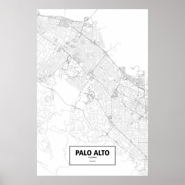 Poster Palo Alto, Californie (noir sur blanc) (Devant)