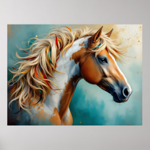 Poster Palomino Peinture Mustang Portrait