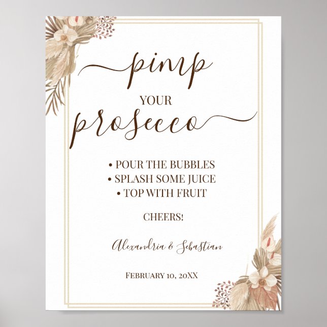 Poster Pampa Grass Embellissez votre Prosecco Panneau pou (Devant)