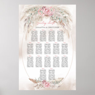 Poster Pampas Boho simple et sièges mariage rose poussiér