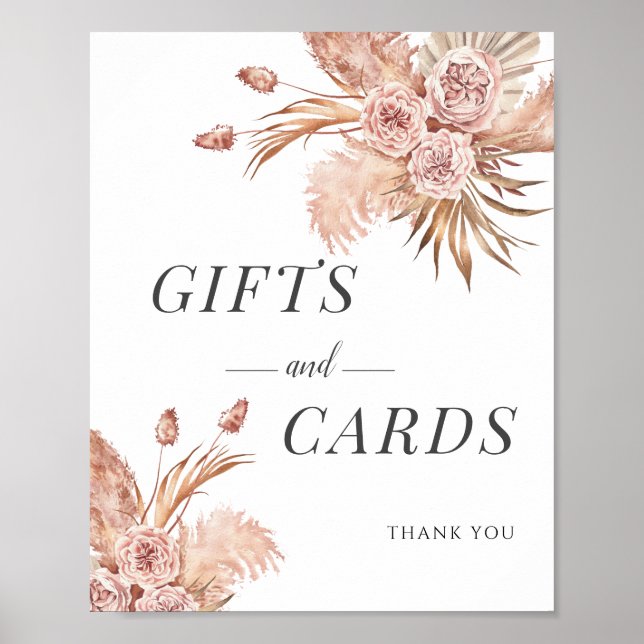 Poster Pampas Grass Aquarelle Cartes Florales Cadeaux Mar (Devant)