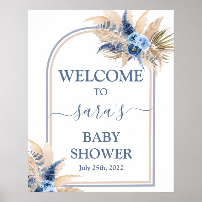 Poster Pampas Grass Baby shower Garçon Panneau de bienven (Devant)