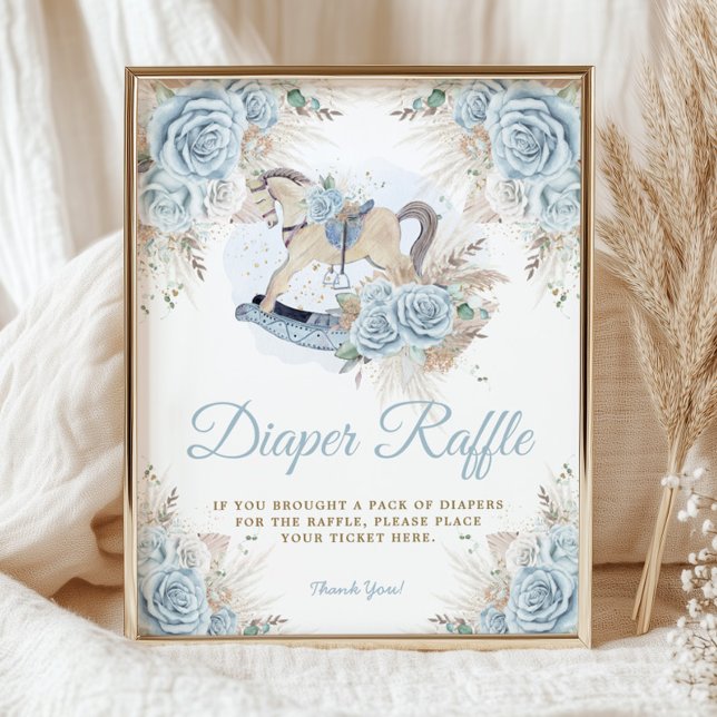 Poster Pampas Grass Blue Floral Rocse Cheval Diaper (Créateur téléchargé)