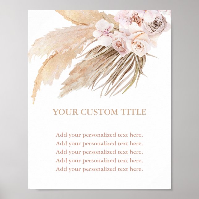 Poster Pampas grass boho désert thème personnalisé (Devant)