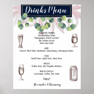 Poster Pampas Grass & Eucalyptus Boissons Menu Signal Mar