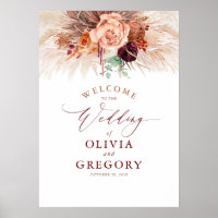 Pampas Grass Floral Terracotta Mariage Bienvenue