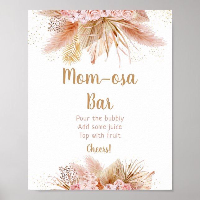 Poster Pampas Grass Gold Floral Baby shower Mimosa Bar (Devant)