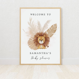 Poster Pampas mignon baby shower Lion