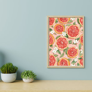 Poster Pamplemousse rose Pop – Citron aquarelle rétro