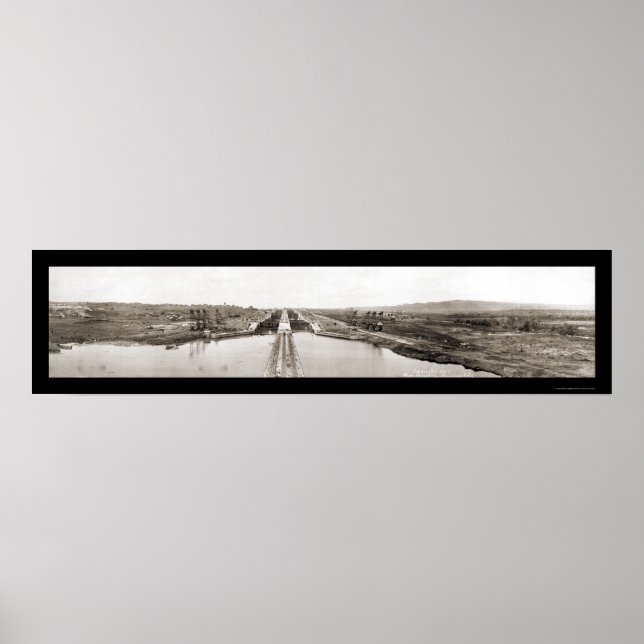 Poster Panama Canal Locks Photo 1913 (Devant)