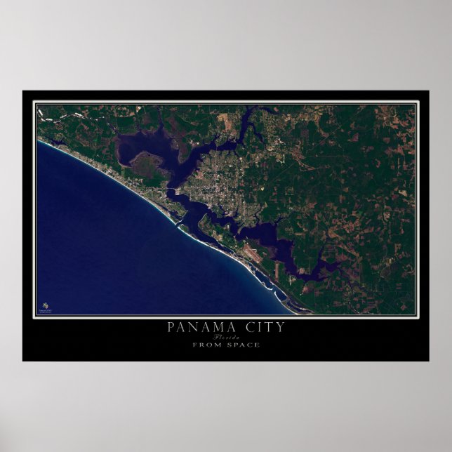 Poster Panama City Florida Carte de l'affiche satellite (Devant)