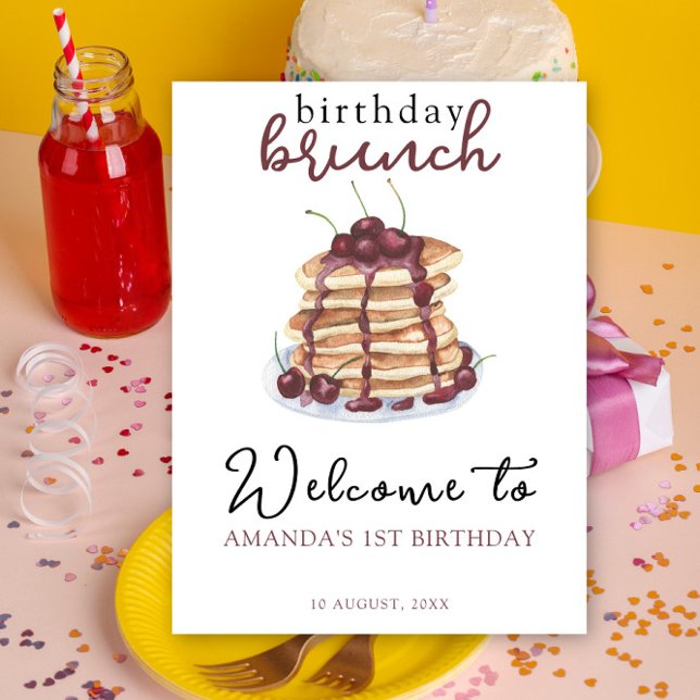 Poster Pancakes aquarelle fête d'anniversaire (Créateur téléchargé)