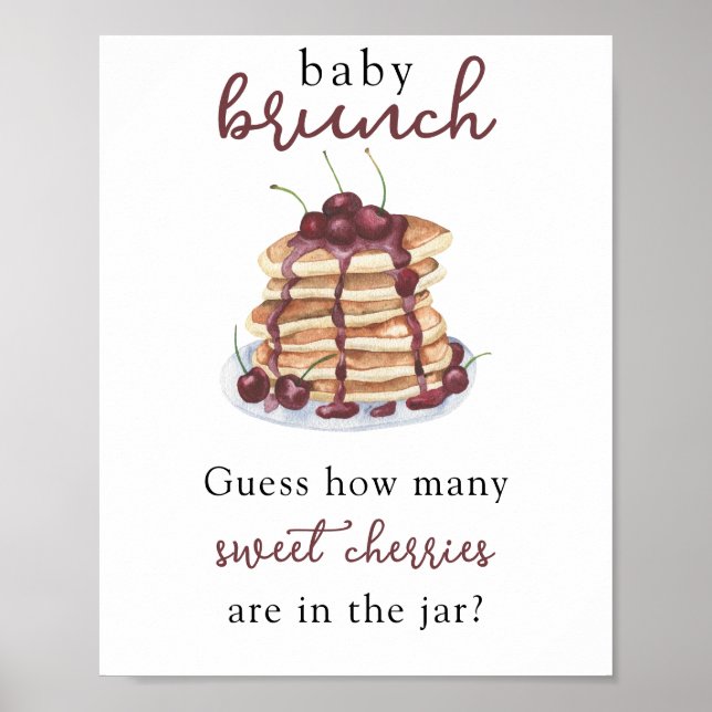 Poster Pancakes Baby shower Devinez combien de cerises (Devant)