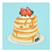 Pancakes Fluffeux Au Sirop D'Érable, Fruits Et Crè