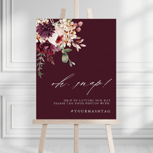 Poster Pancarte Automne Romance Floral Bourgogne Oh Snap