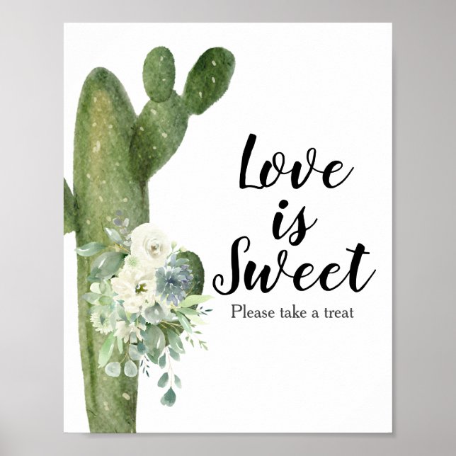 Poster Pancarte Cactus Floral Taco Bout L'amour est doux (Devant)