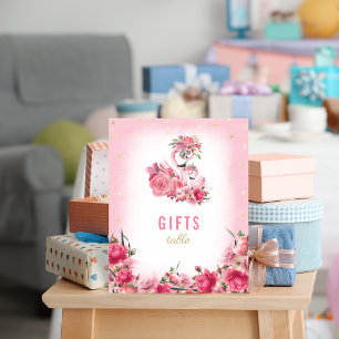 Poster Pancarte Cadeaux Baby Shower Flamant Rose Ballerin