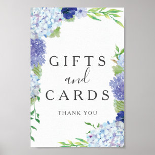 Poster Pancarte Cadeaux et Cartes Hydrangea Bleue