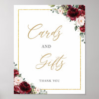 Pancarte Cartes et Cadeaux Fleurs Rose Pâle Bourgo