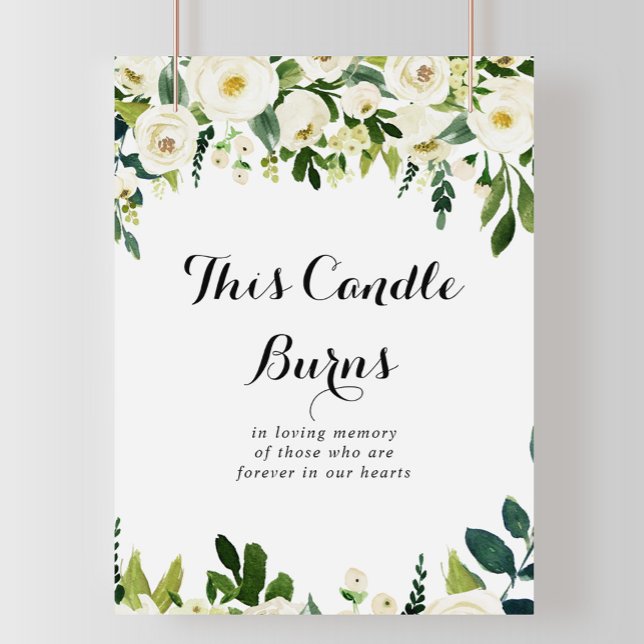 Poster Pancarte Cette Bougie Brûle de Floral Blanc de Ver (Créateur téléchargé)