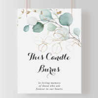 Pancarte Cette bougie brûle en eucalyptus rustique