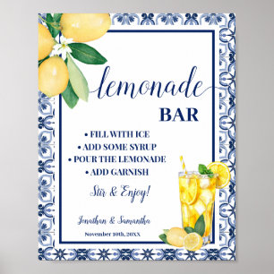 Poster Pancarte Citrons Bleus Méditerranéens Bar à Limona