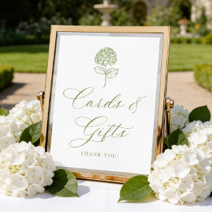 Poster Pancarte Classique Vert Olive Hydrangea Cartes et 