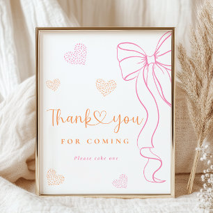 Poster Pancarte coeurs saupoudrés rose orange