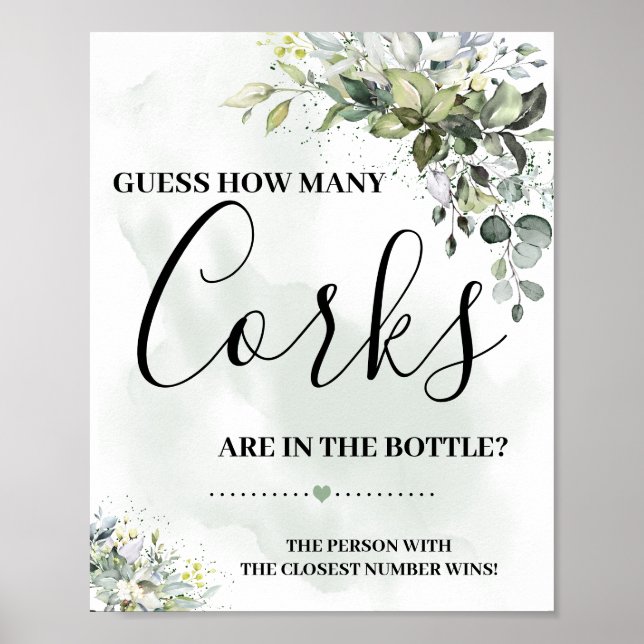 Poster Pancarte combien de bouchons avec verdure d'eucaly (Devant)