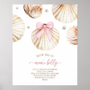 Poster Pancarte Coquillage Ruban Rose Fille Quelle Est La