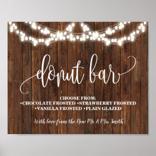 Poster Pancarte de bar à beignets de mariage occidental p
