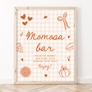 Poster Pancarte de bar à Mimosa Cutie Pie à carreaux oran