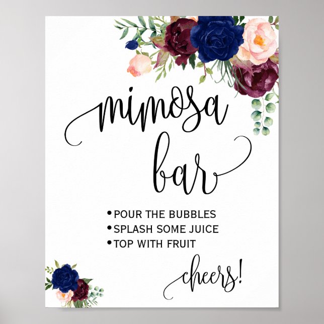 Poster Pancarte de bar à Mimosa mariage de mariage naval  (Devant)