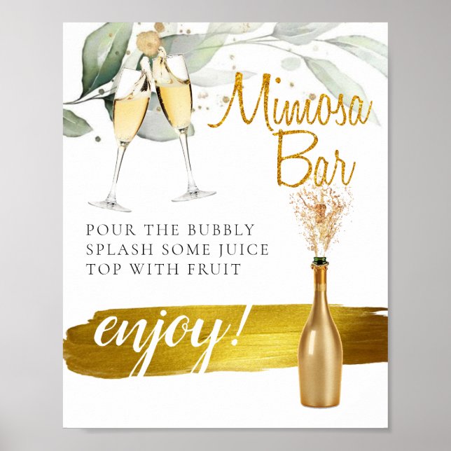 Poster Pancarte de bar à Mimosa pour brunch de mariage Eu (Devant)