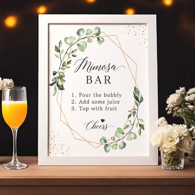 Poster Pancarte de bar à Mimosa pour la fête de mariage G (Créateur téléchargé)