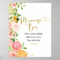 Pancarte de bar à mimosa pour mariage de pamplemou
