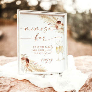 Poster Pancarte de bar à Mimosa pour une baby shower bohè