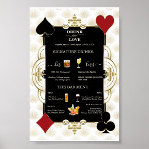 Poster Pancarte de bar de mariage Glam Casino Wedding Dru