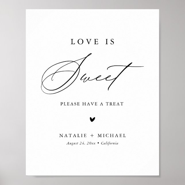 Poster Pancarte de bar de table de dessert amour calligra (Devant)