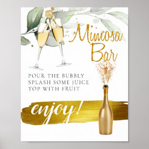 Poster Pancarte de bar Mimosa pour brunch de mariage Euca