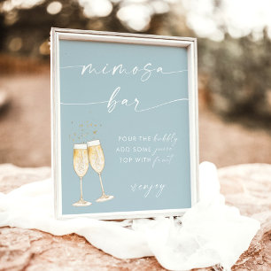 Poster Pancarte de bar Mimosa pour mariage bohème Bleu