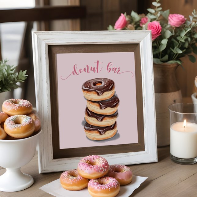 Poster Pancarte de bar pour Baby Shower de donut rose (Créateur téléchargé)