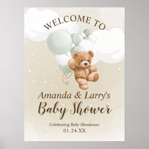 Poster Pancarte de bienvenue avec un ours en peluche et d