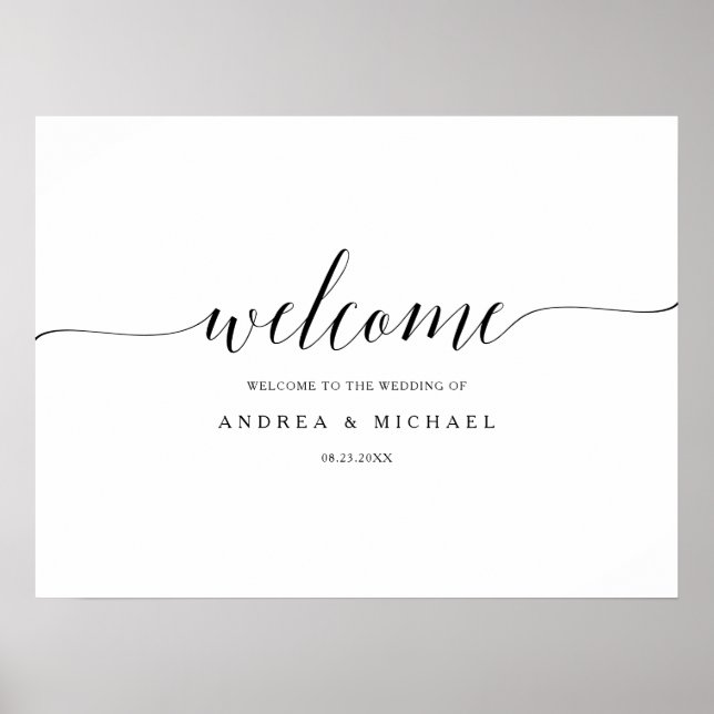 Poster Pancarte de bienvenue de mariage - Calligraphie ro (Devant)