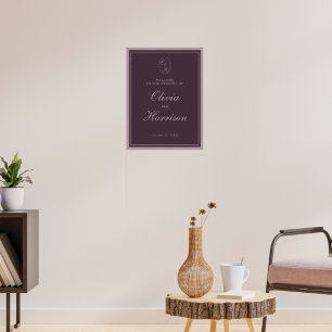 Poster Pancarte de bienvenue de mariage Plum Old Money