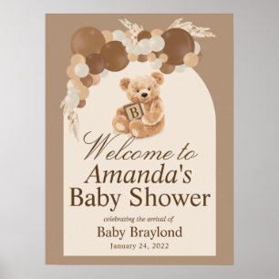 Poster Pancarte de bienvenue Ourson en herbe de la Pampa 
