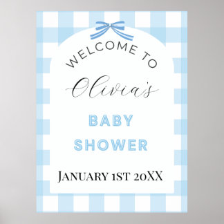 Poster Pancarte de bienvenue pour Baby Shower à carreaux